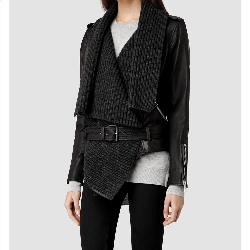 AllSaints Wrap Biker Leather Jacket
